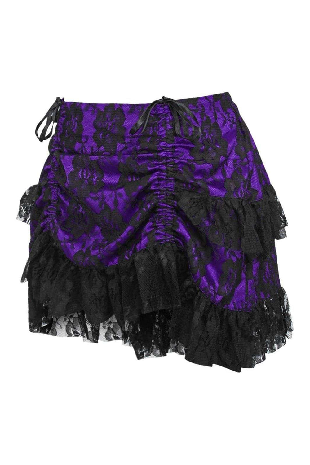 Daisy Corsets Purple/Black Lace Ruched Bustle Skirt - Daisy Corsets - Flyclothing LLC