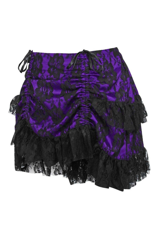 Daisy Corsets Purple/Black Lace Ruched Bustle Skirt - Daisy Corsets - Flyclothing LLC