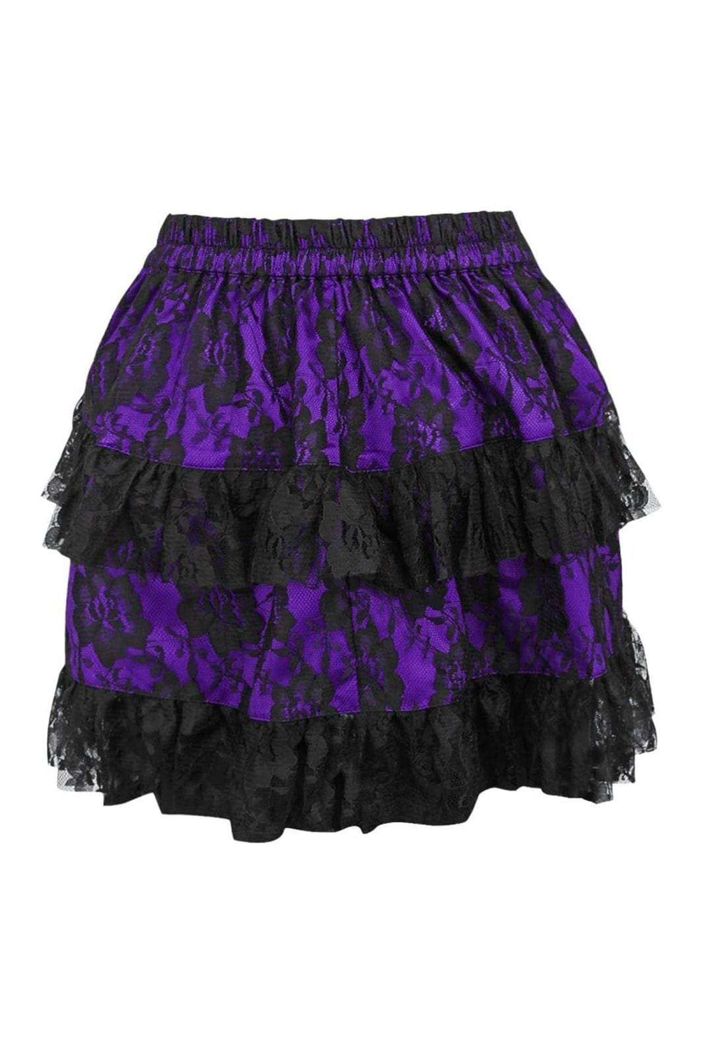 Daisy Corsets Purple/Black Lace Ruched Bustle Skirt - Daisy Corsets - Flyclothing LLC