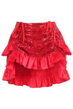 Daisy Corsets Red Sequin Ruched Bustle Skirt - Daisy Corsets - Flyclothing LLC