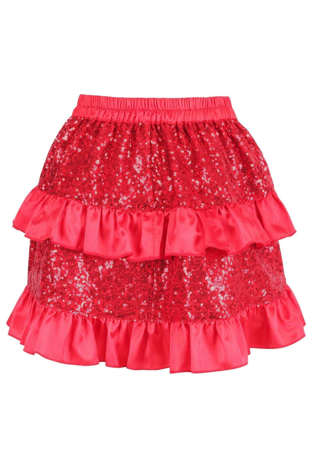 Daisy Corsets Red Sequin Ruched Bustle Skirt - Daisy Corsets - Flyclothing LLC