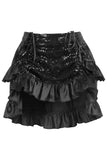 Daisy Corsets Black Sequin Ruched Bustle Skirt - Daisy Corsets - Flyclothing LLC