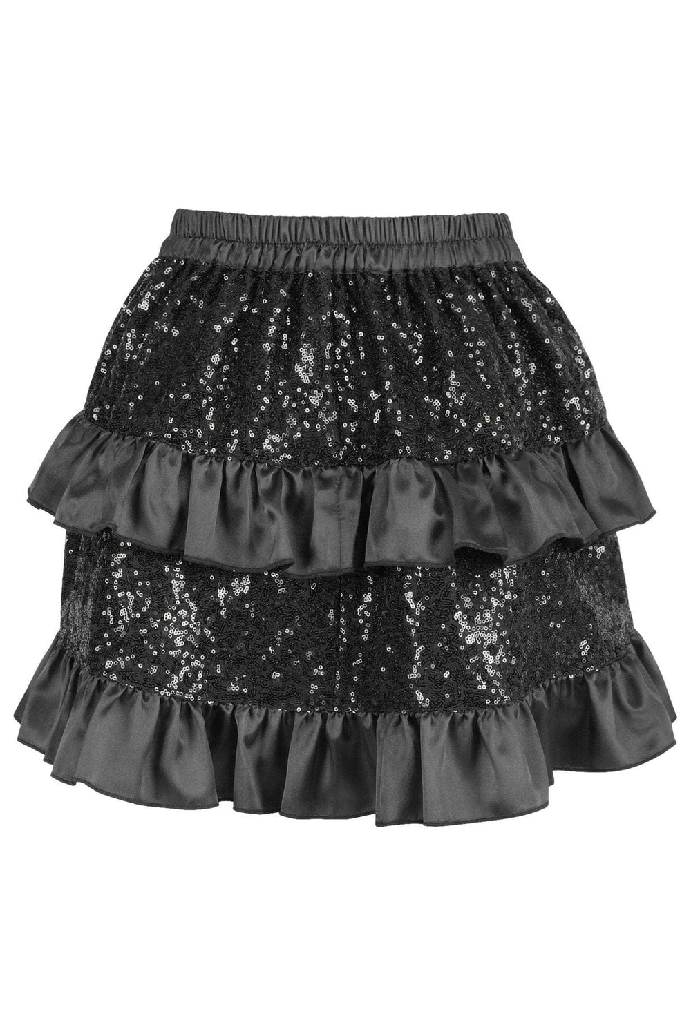 Daisy Corsets Black Sequin Ruched Bustle Skirt - Daisy Corsets - Flyclothing LLC