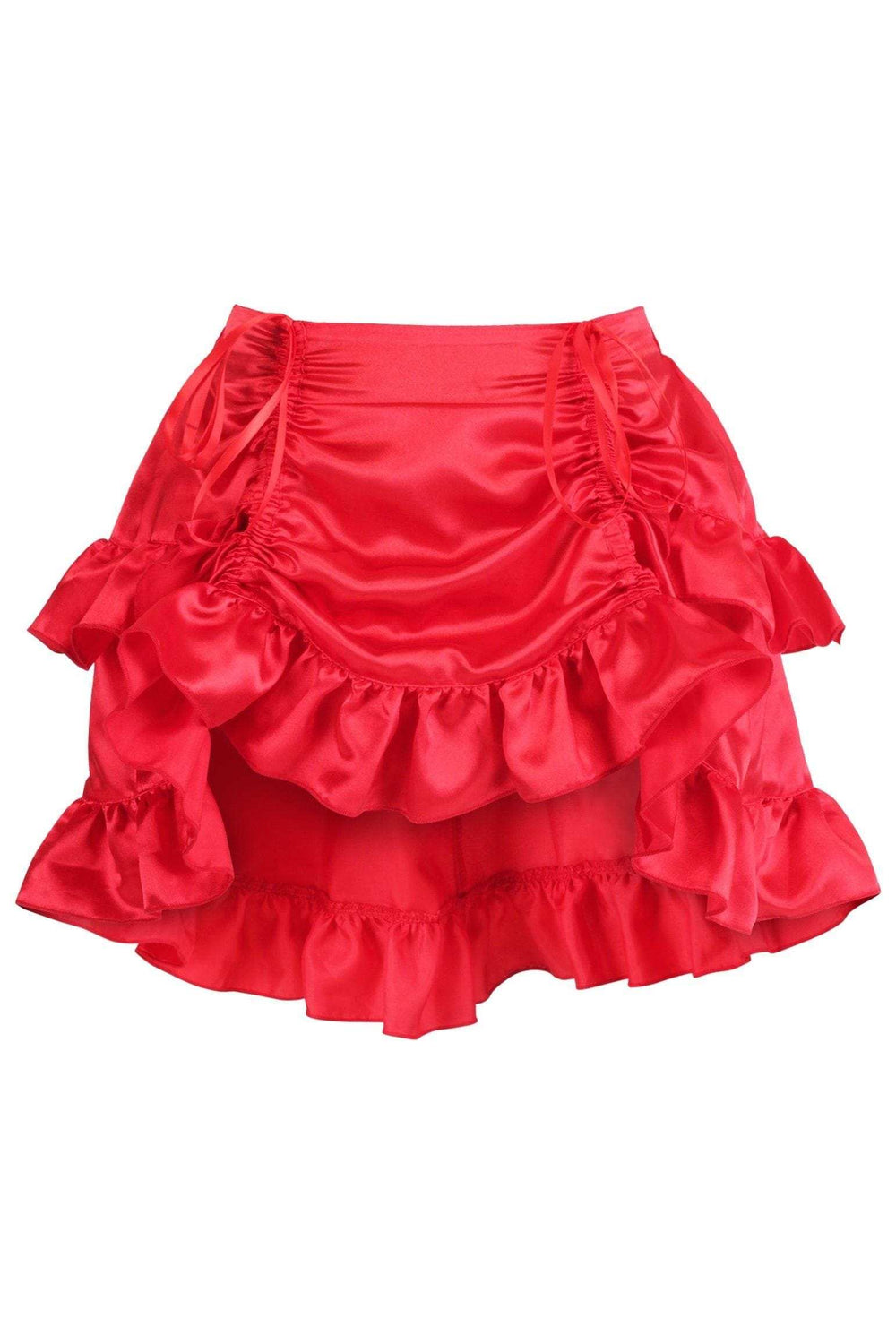 Daisy Corsets Red Satin Ruched Bustle Skirt - Daisy Corsets - Flyclothing LLC