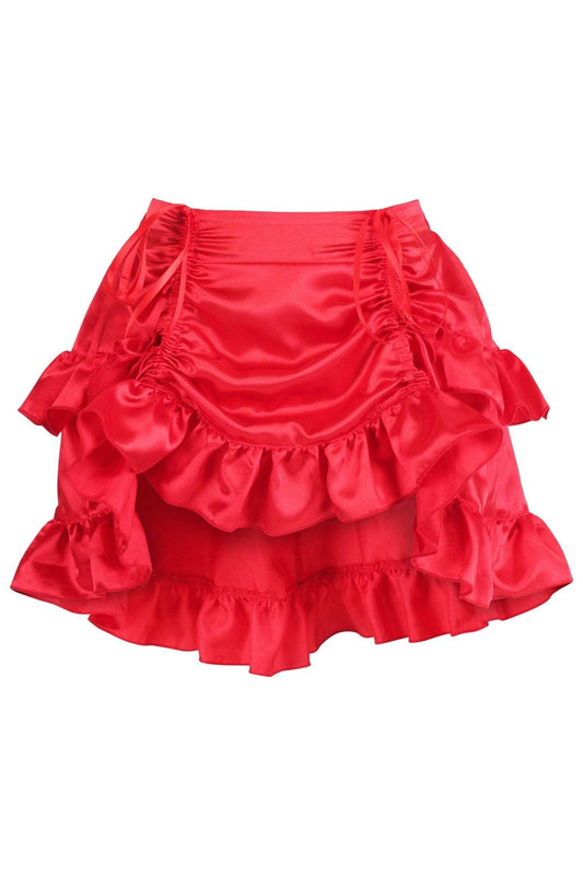 Daisy Corsets Red Satin Ruched Bustle Skirt - Daisy Corsets - Flyclothing LLC