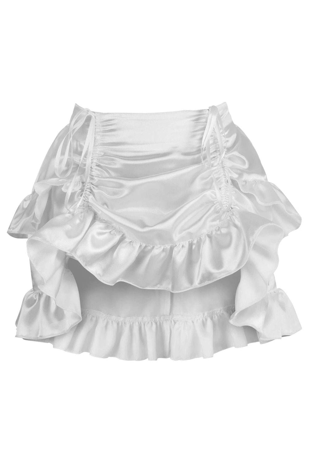 Daisy Corsets White Satin Ruched Bustle Skirt - Daisy Corsets - Flyclothing LLC