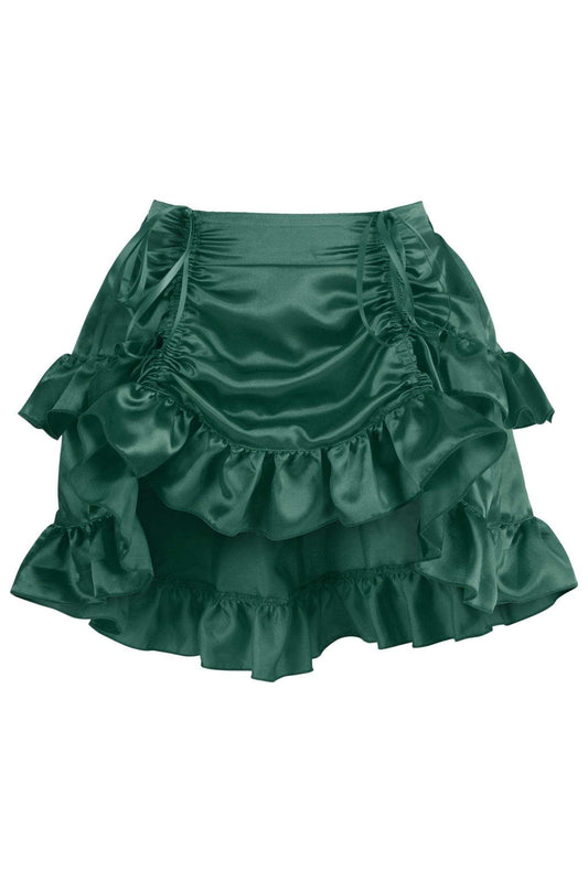 Daisy Corsets Dark Green Satin Ruched Bustle Skirt - Daisy Corsets - Flyclothing LLC