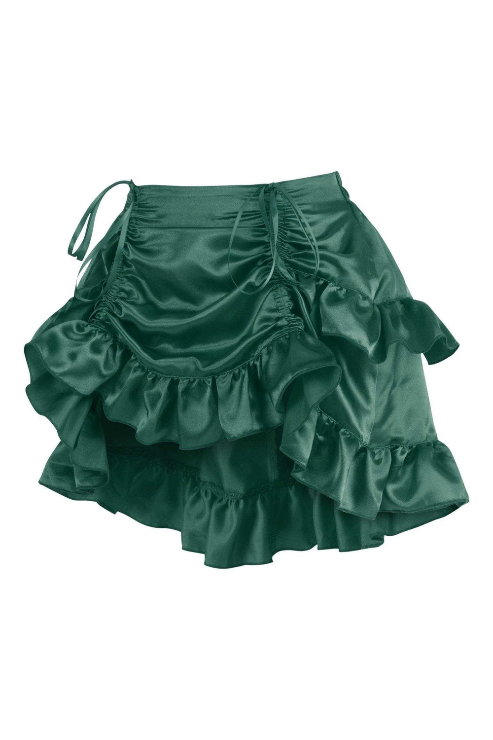 Daisy Corsets Dark Green Satin Ruched Bustle Skirt - Daisy Corsets - Flyclothing LLC