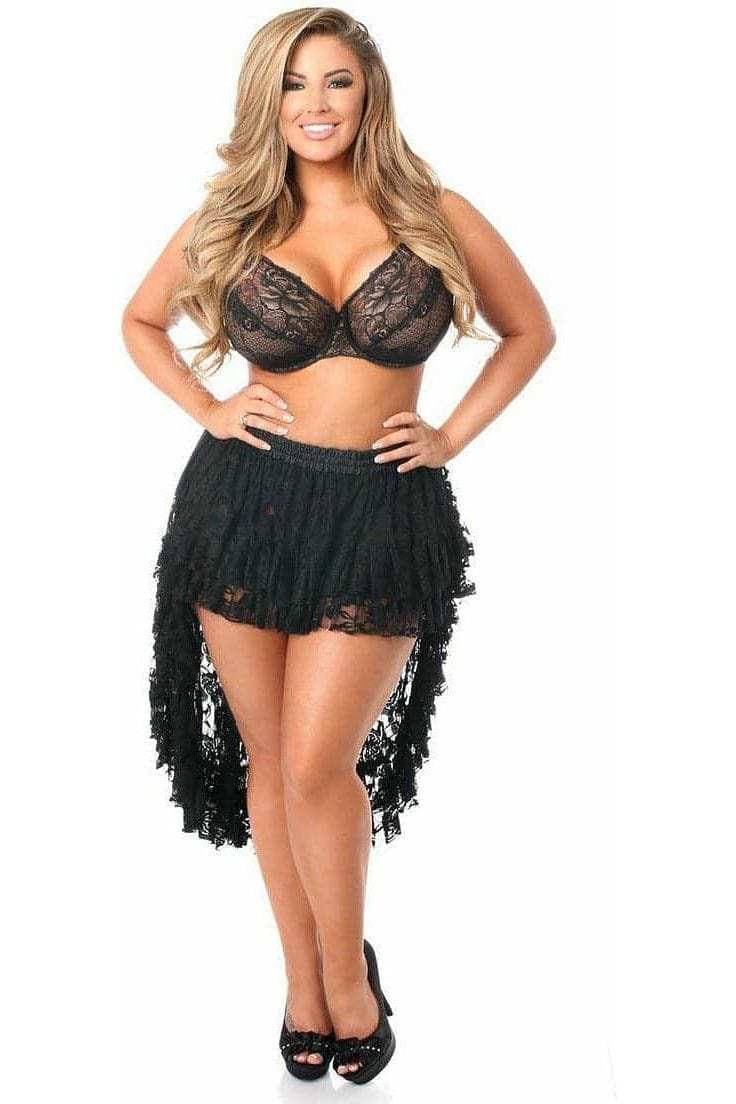 Daisy Corsets Black Lace High Low Lace Skirt - Daisy Corsets - Flyclothing LLC