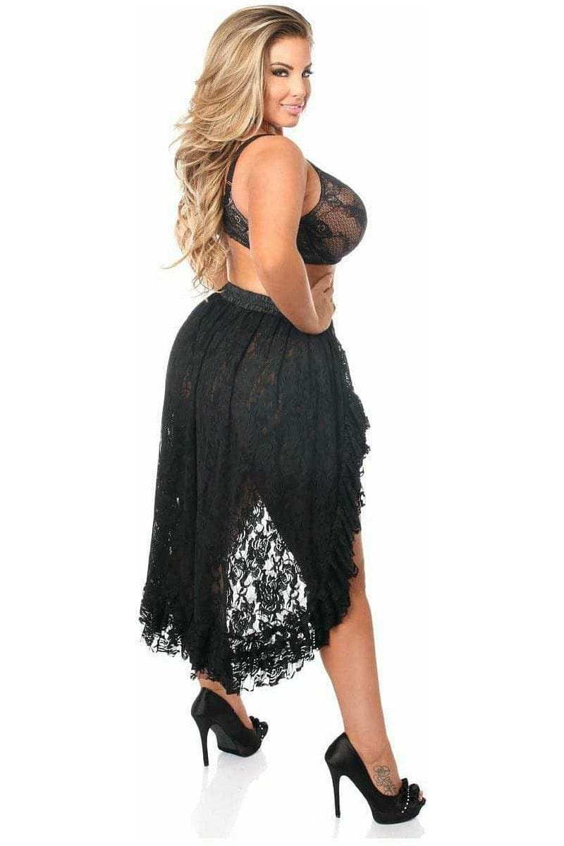 Daisy Corsets Black Lace High Low Lace Skirt - Daisy Corsets - Flyclothing LLC