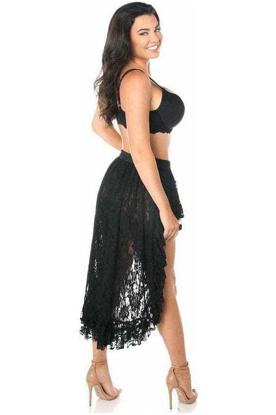 Daisy Corsets Black Lace High Low Lace Skirt - Daisy Corsets - Flyclothing LLC