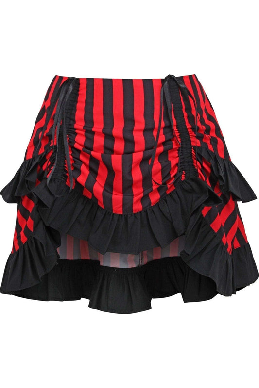 Daisy Corsets Red/Black Striped Ruched Bustle Skirt - Daisy Corsets - Flyclothing LLC