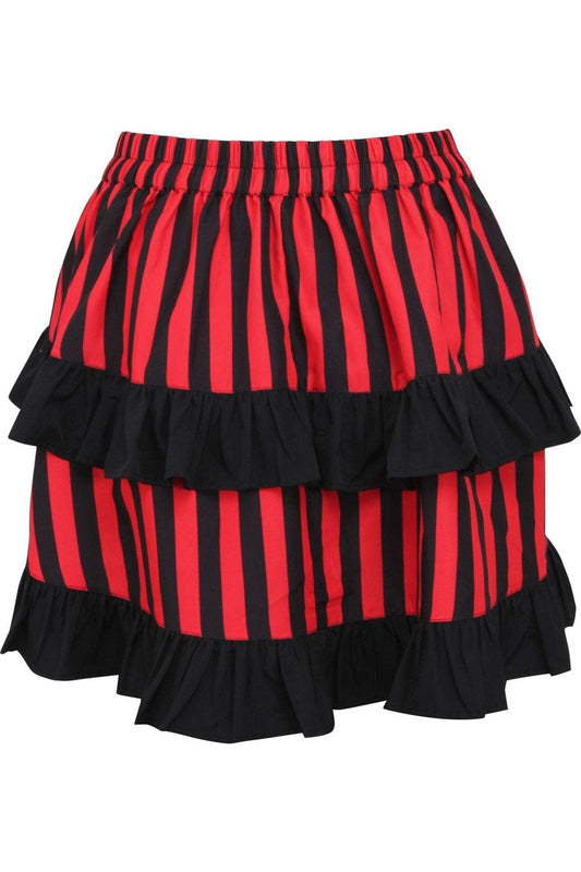 Daisy Corsets Red/Black Striped Ruched Bustle Skirt - Daisy Corsets - Flyclothing LLC