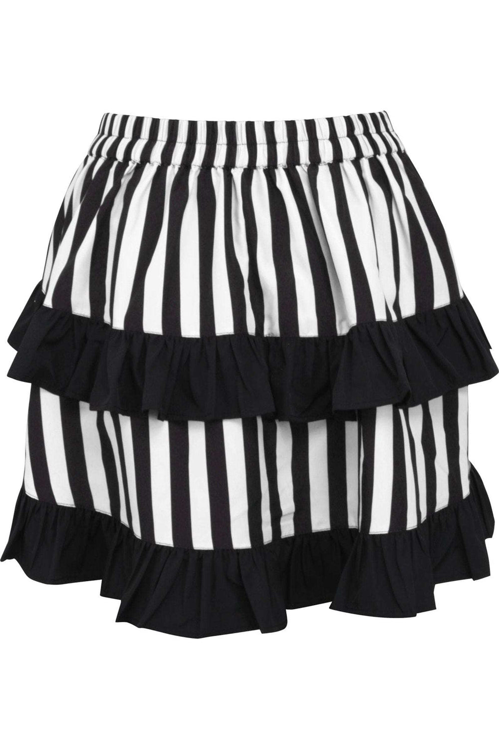 Daisy Corsets White/Black Striped Ruched Bustle Skirt - Daisy Corsets - Flyclothing LLC