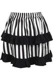 Daisy Corsets White/Black Striped Ruched Bustle Skirt - Daisy Corsets - Flyclothing LLC