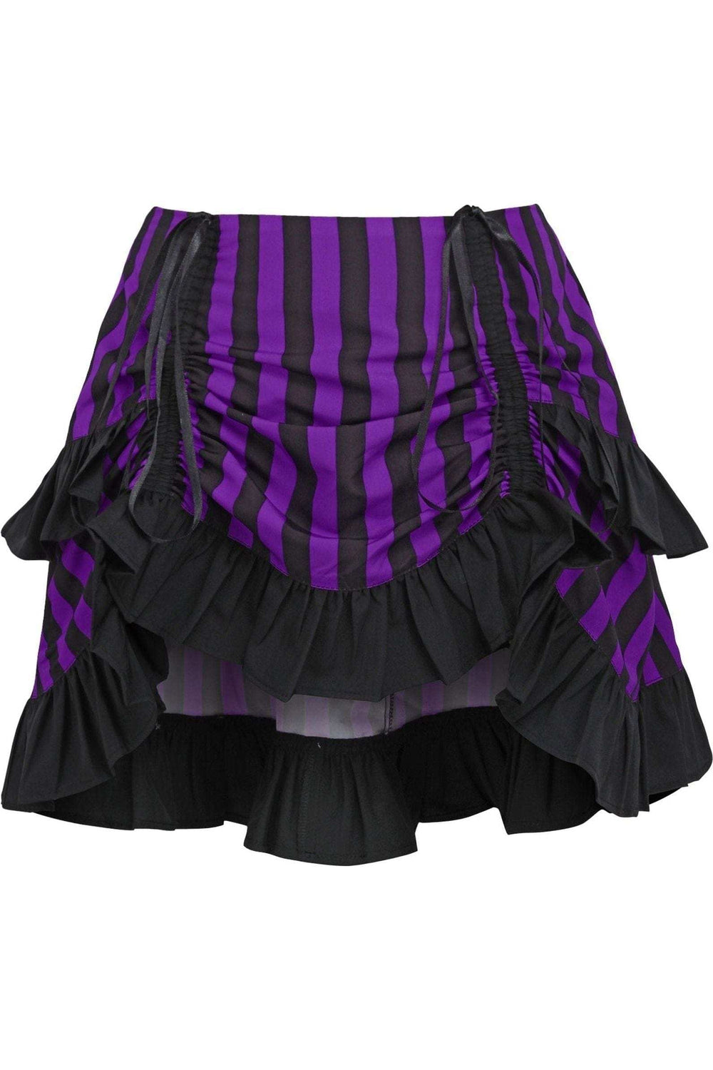 Daisy Corsets Purple/Black Striped Ruched Bustle Skirt - Daisy Corsets - Flyclothing LLC