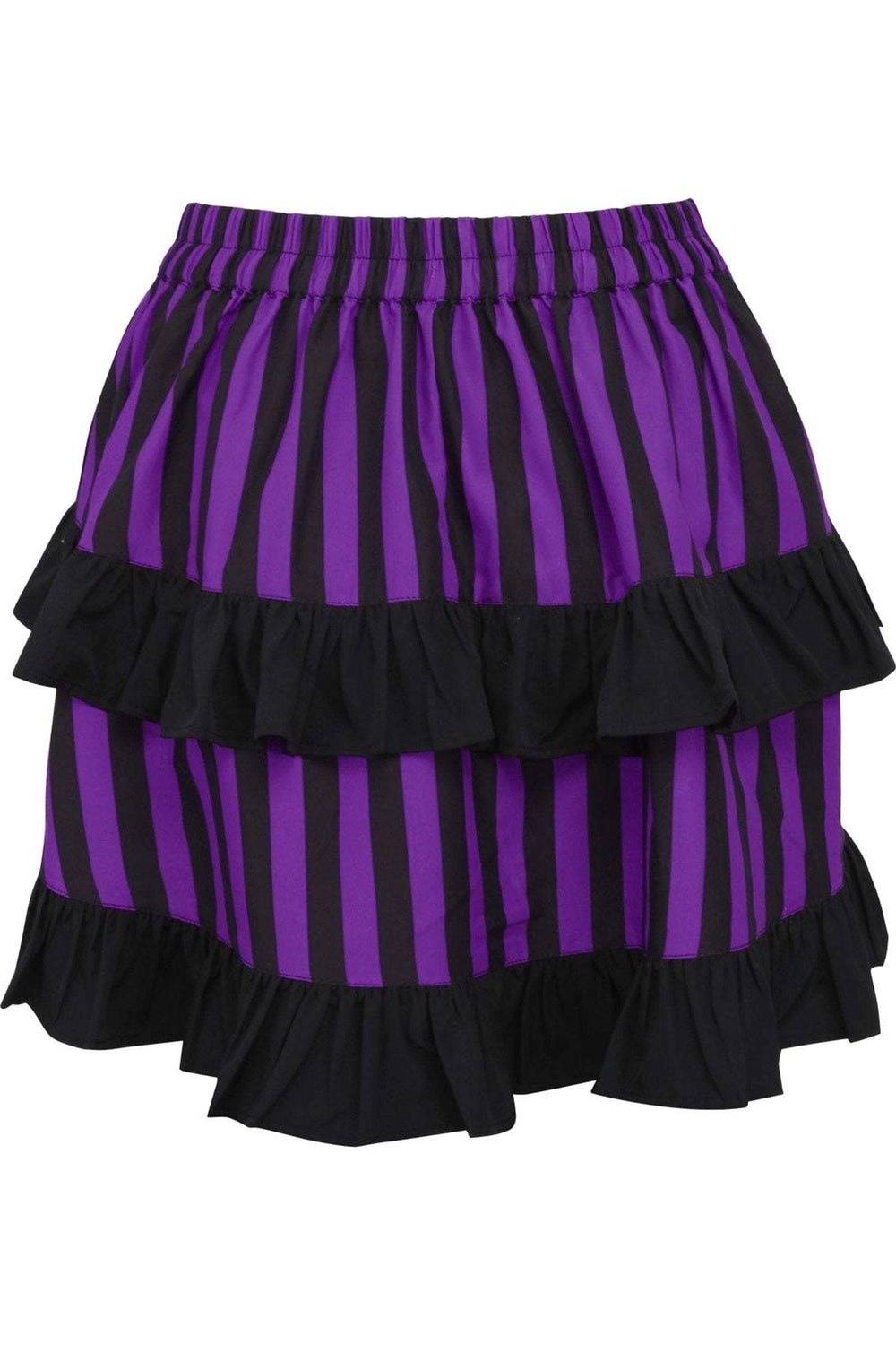 Daisy Corsets Purple/Black Striped Ruched Bustle Skirt - Daisy Corsets - Flyclothing LLC