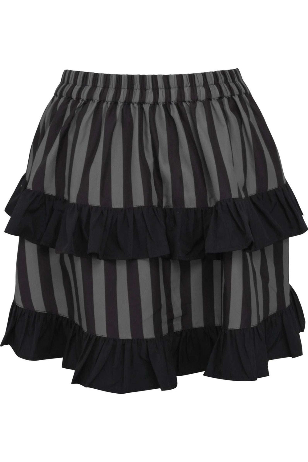 Daisy Corsets Grey/Black Striped Ruched Bustle Skirt - Daisy Corsets - Flyclothing LLC