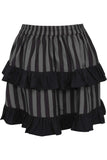 Daisy Corsets Grey/Black Striped Ruched Bustle Skirt - Daisy Corsets - Flyclothing LLC