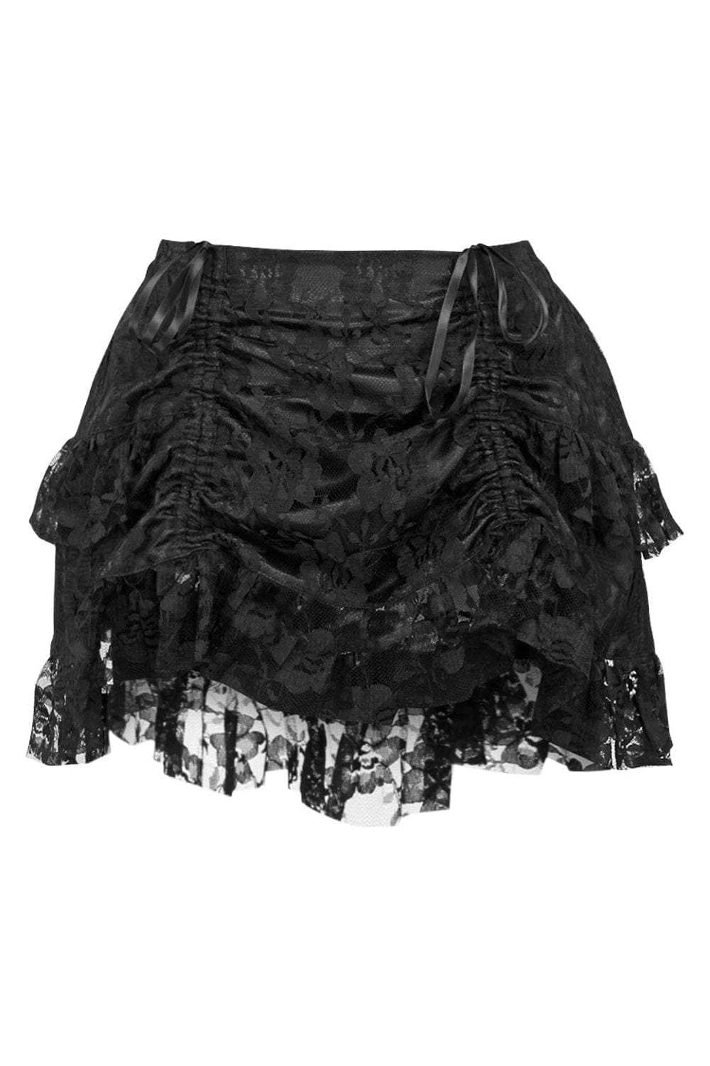 Daisy Corsets Black Lace Ruched Bustle Skirt - Daisy Corsets - Flyclothing LLC