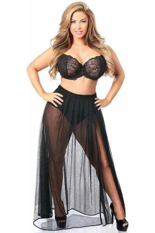 Daisy Corsets Black Sheer Glitter Skirt - Daisy Corsets - Flyclothing LLC