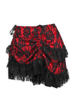 Daisy Corsets Red/Black Lace Ruched Bustle Skirt - Daisy Corsets - Flyclothing LLC