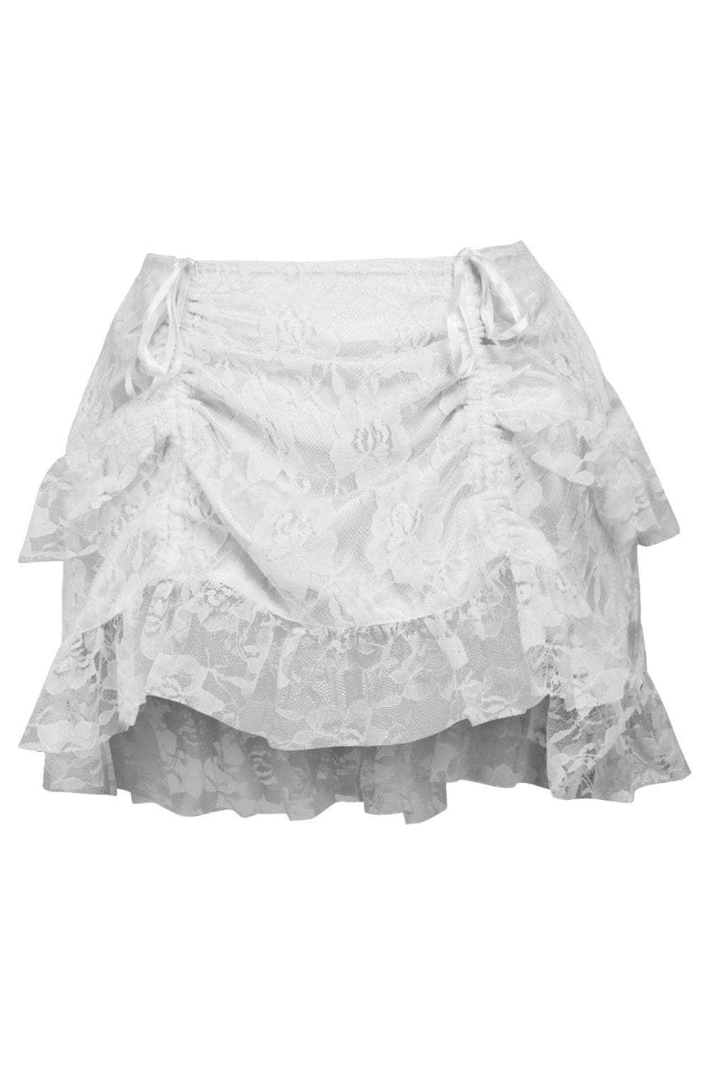 Daisy Corsets White Lace Ruched Bustle Skirt - Daisy Corsets - Flyclothing LLC