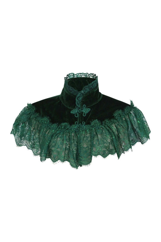 Daisy Corsets Dark Green Velvet & Lace Capelet - Daisy Corsets - Flyclothing LLC