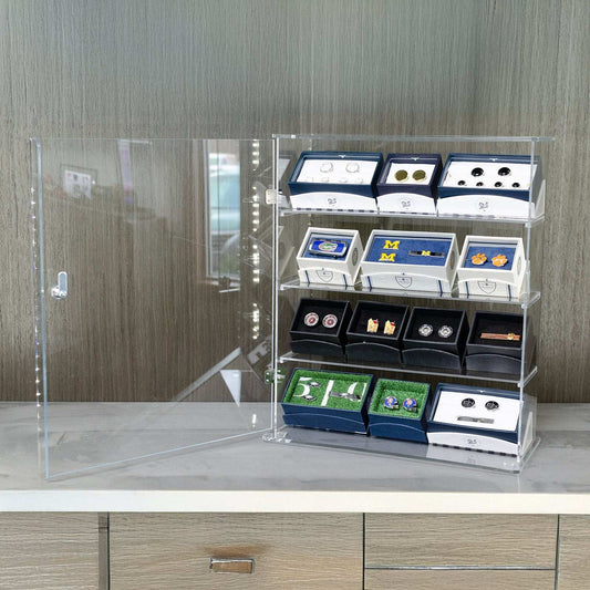 4 Shelf Acrylic Countertop Display Case with Security Cable - Cufflinks.com - Flyclothing LLC