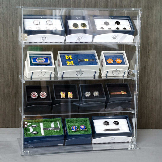 4 Shelf Acrylic Countertop Display Case with Security Cable - Cufflinks.com - Flyclothing LLC