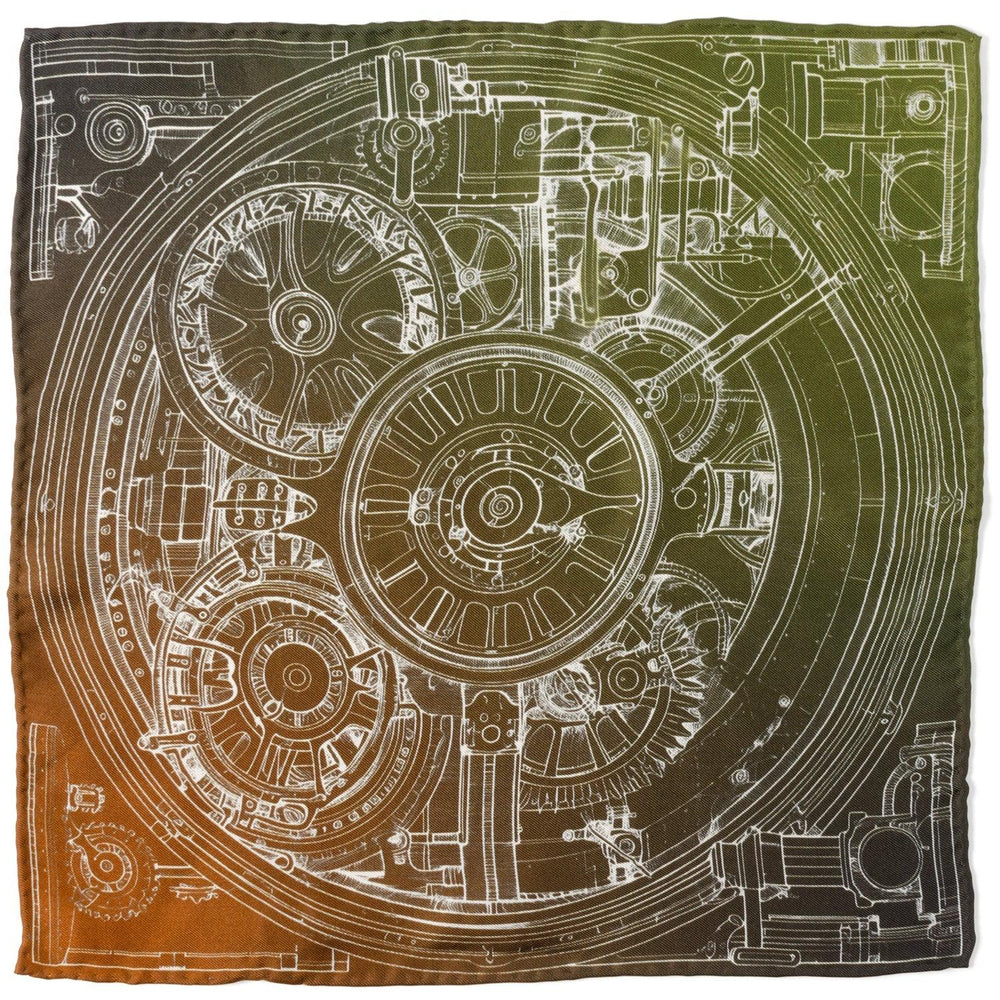 Antique Clock Gradient Pocket Square - Cufflinks.com - Flyclothing LLC