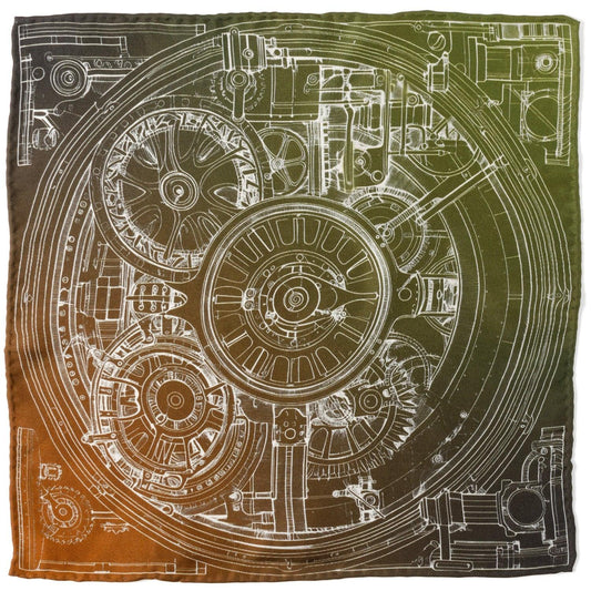 Antique Clock Gradient Pocket Square - Cufflinks.com - Flyclothing LLC