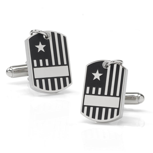 Antique Silver Military Tag Cufflinks