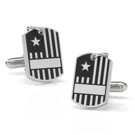 Antique Silver Military Tag Cufflinks - Cufflinks.com - Flyclothing LLC