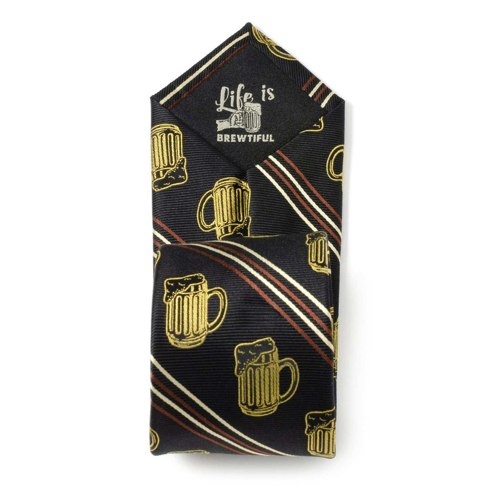 Beer Aficionado Black Striped Mens Tie - Cufflinks.com - Flyclothing LLC