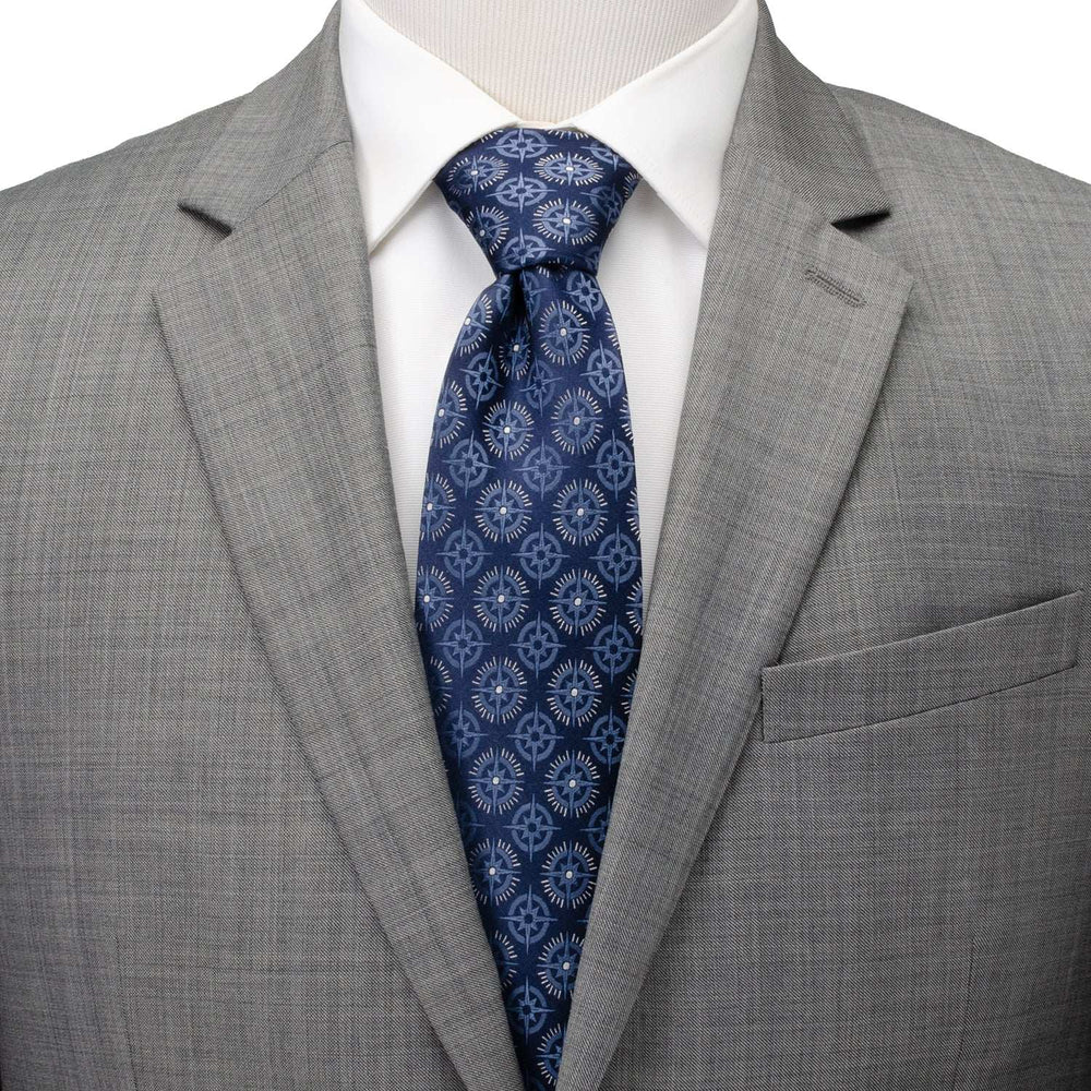 Compass Hidden Message Navy Blue Men's Tie - Cufflinks.com - Flyclothing LLC