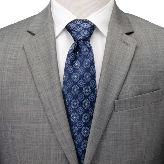 Compass Hidden Message Navy Blue Men's Tie - Cufflinks.com - Flyclothing LLC
