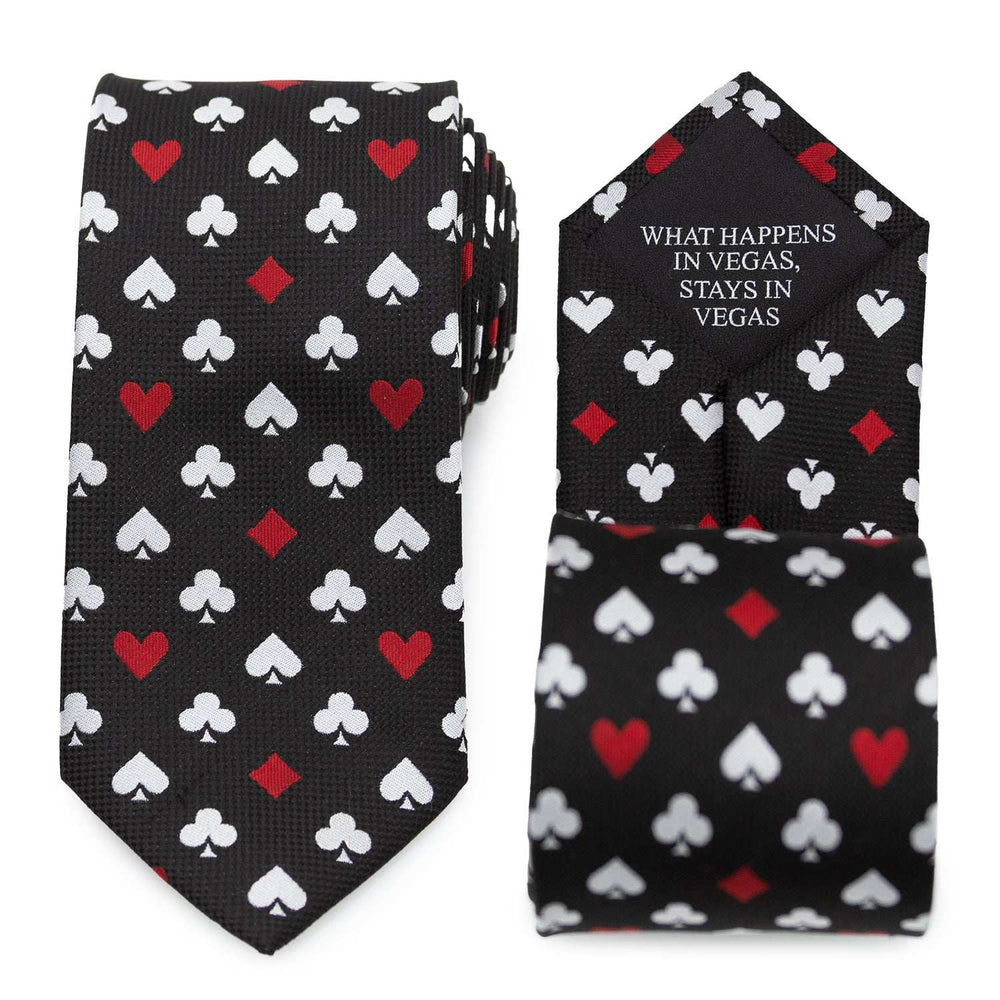 Card Suits Vegas Hidden Message Black Men's Tie - Cufflinks.com - Flyclothing LLC