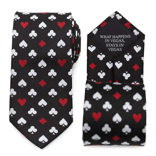 Card Suits Vegas Hidden Message Black Men's Tie - Cufflinks.com - Flyclothing LLC