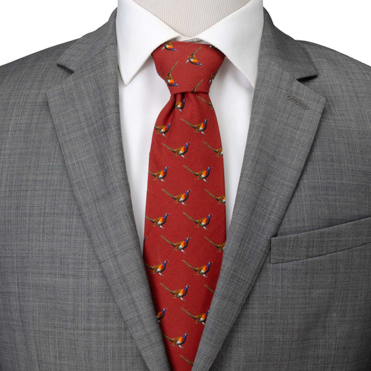 Pheasant Burgundy Men's Tie - Cufflinks.com - Flyclothing LLC