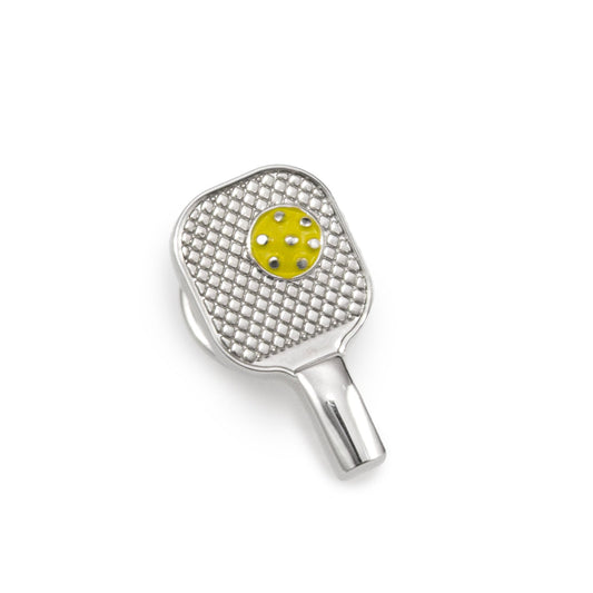 Pickleball Racket Silver Lapel Pin