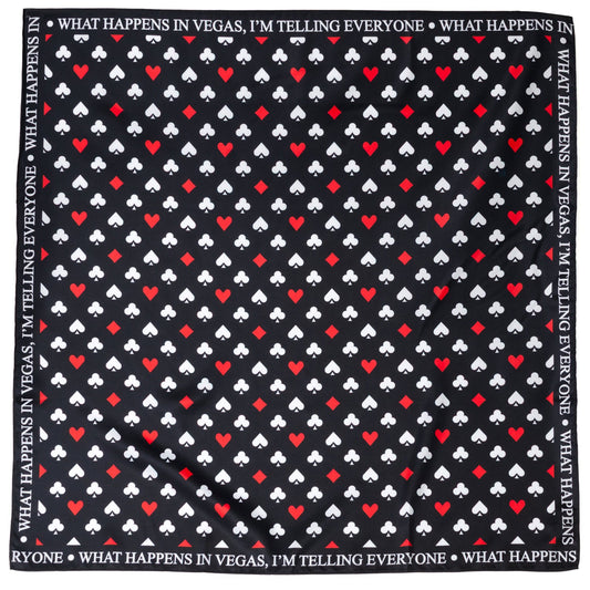 Satin Card Suits Vegas Black Scarf