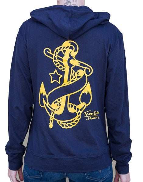 Black Market Art Company Anchor Women's Light Weight Zip Hoodie - Black Market Art Company - Flyclothing LLC