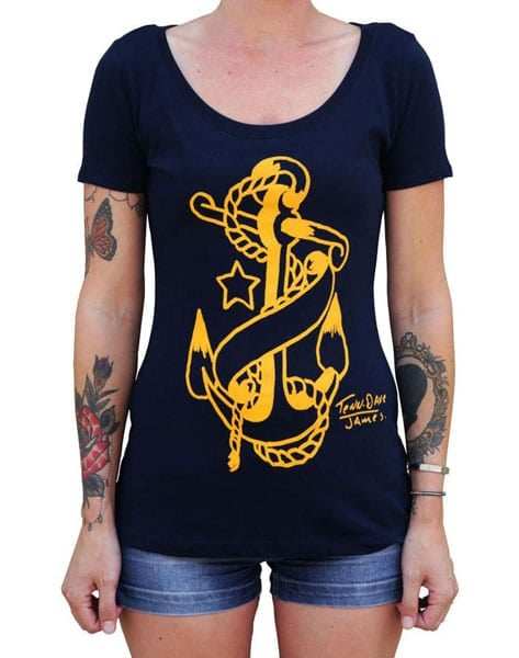 Black Market Art Company Anchor Women's Scoop Neck T-Shirt - Black Market Art Company - Flyclothing LLC