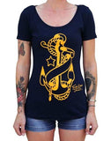 Black Market Art Company Anchor Women's Scoop Neck T-Shirt - Black Market Art Company - Flyclothing LLC