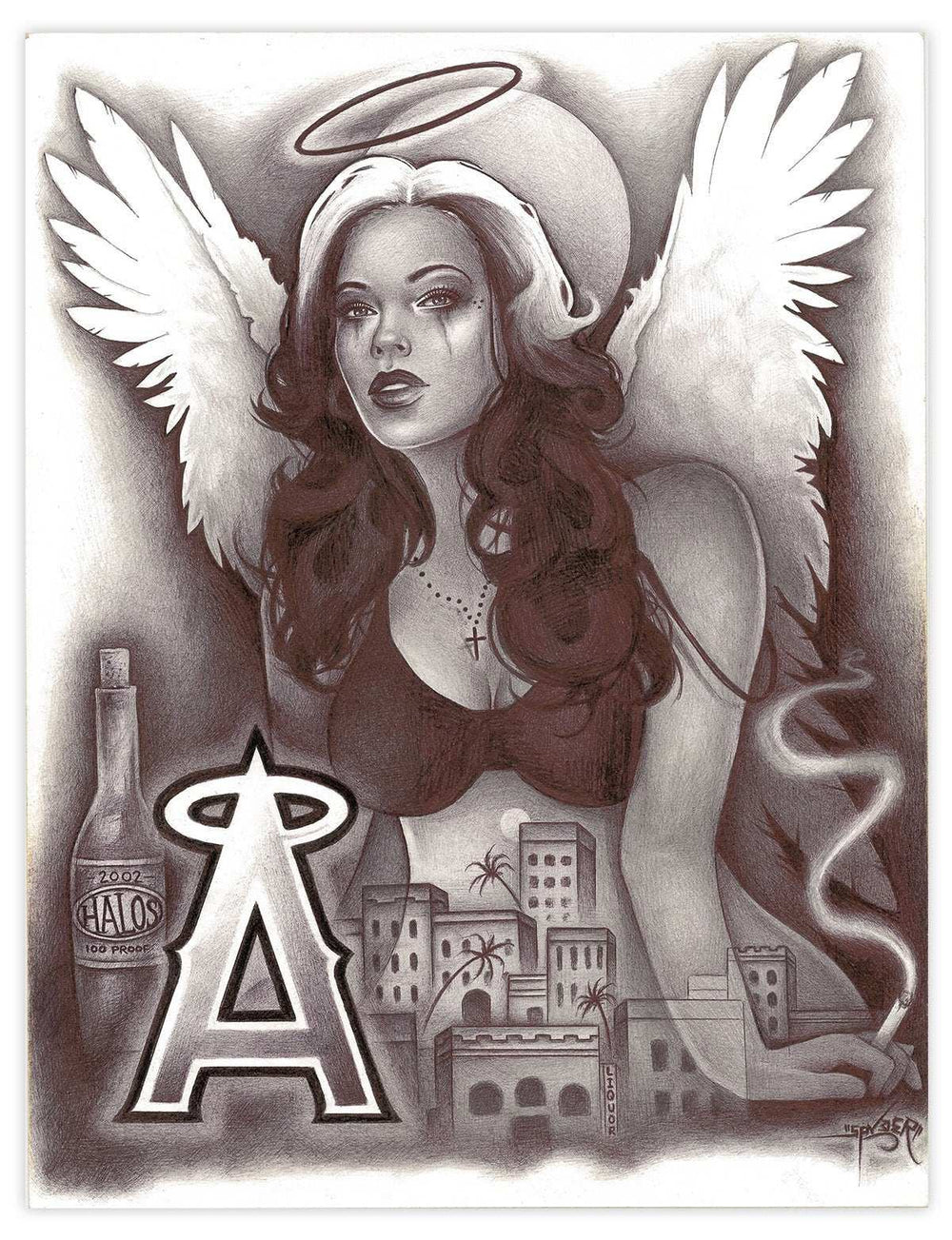 Black Market Art Company Angel Over the City Print - Black Market Art Company - Flyclothing LLC