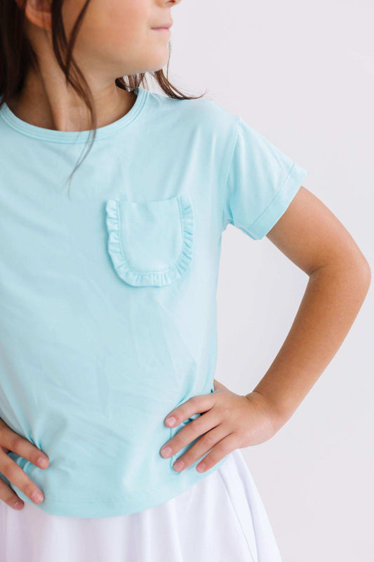 Aqua Ruffle Pocket Tee - Mila & Rose ® - Flyclothing LLC