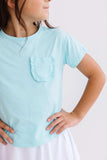 Aqua Ruffle Pocket Tee - Mila & Rose ® - Flyclothing LLC