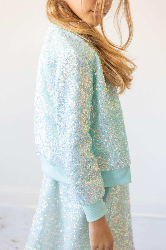 Aqua Sequin Jacket - Mila & Rose ® - Flyclothing LLC