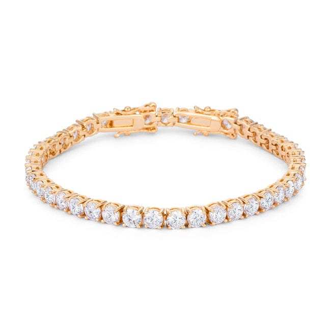 17.6 Ct Gold Plated Tennis Bracelet with Shimmering Round CZ - JGI - Flyclothing LLC